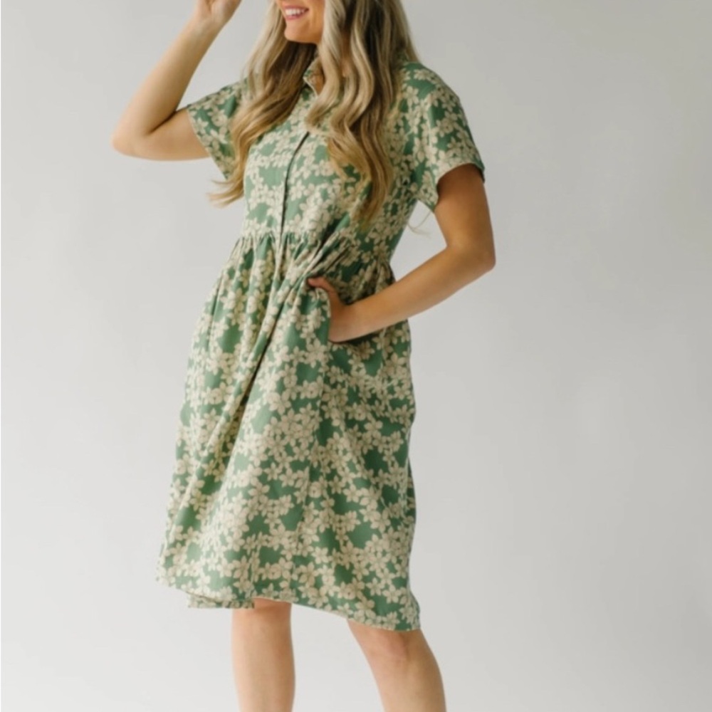 Piper and scoot Floral Green Dress xl
